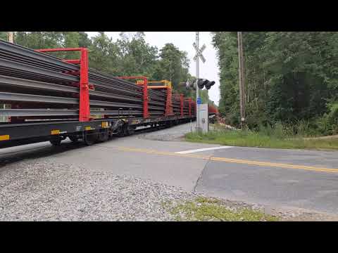 Massachusetts Coastal Railroad MC-4 RailTrain through Chipaway Road crossing 8/10/21