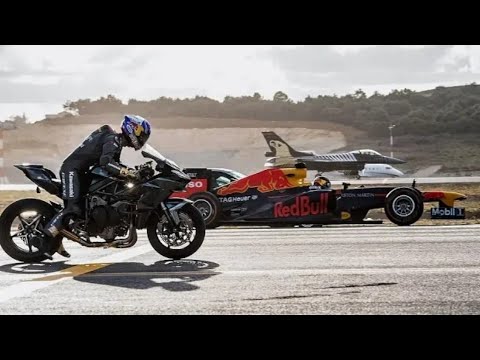 Kawasaki Ninja H2R Vs F1 Car Vs F16 Fighter Jet Vs Super-cars Vs PrivateJet Drag Race