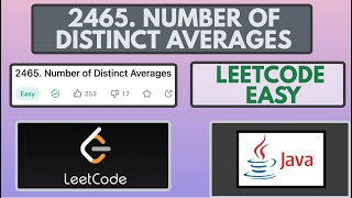 YouTube video 'Leetcode | 2465. Number of Distinct Averages | Easy | Java Solution'