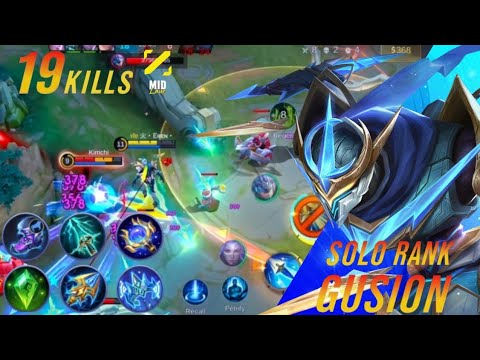 Gusion-Mid lane[SOLO RANK]!! Facing the intense fight using Best Burst Build[Top 1]Scoring 19 Kills!