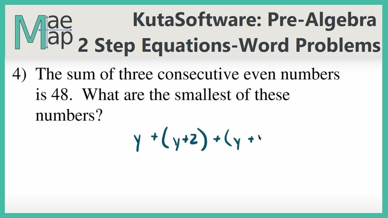 KutaSoftware: PreAlgebra- Two-Step Equations Word Problems