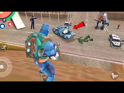 Rope Hero: Vice Town (Rope Hero Fight Blue Tank) Car Robot Buried in Mud - Android Gameplay HD