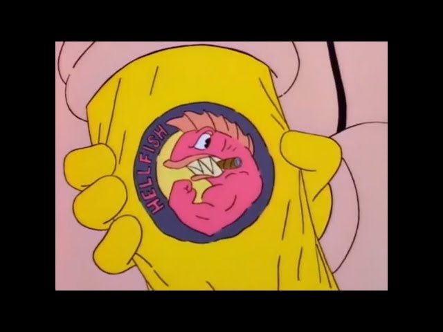 Vídeo relacionado con Parches con temática de Los Simpsons, imagen de la maldición del pez volador WW2, inscripción Hellfish