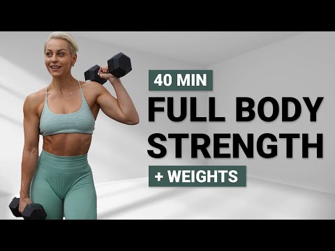40 MIN DB FULL BODY STRENGTH WORKOUT | Strength Focus | No Jumping | With Repeat | + Weights