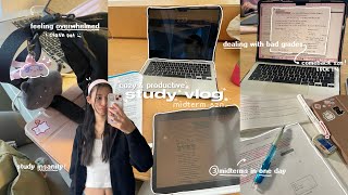 COZY & PRODUCTIVE STUDY VLOG 🧸🎧 midterm season, 48 hrs of study hell, dealing with bad grades, tips