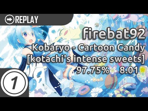 firebat92 | Kobaryo - Cartoon Candy [kotachi's intense sweets] 961/1506x 2xMiss 97.75% #1 LOVED