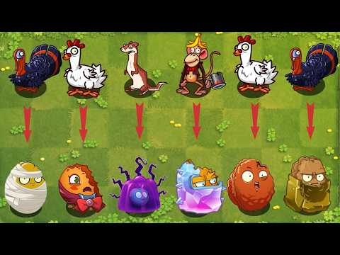 Pvz 2 Challenge - All Plants 1 Power Up Vs 200 Animal Zombies