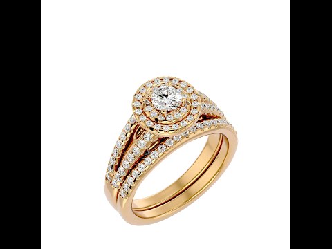 Inel de logodna Halo si Verigheta Semi-Eternity Magnificent Aur 18k Diamante Naturale - Anais