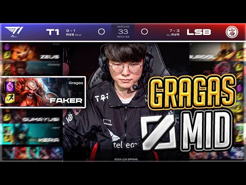 FAKER SORPRENDE A COREA Y JUEGA GRAGAS MEDIO 🍻 // T1 vs LSB Highlights game 1