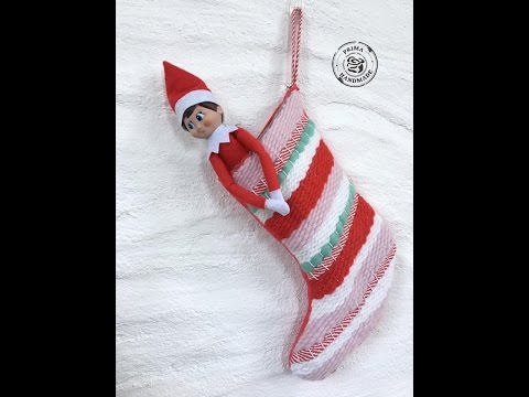 Prima DT Fiber arts loom woven sweet peppermint stocking