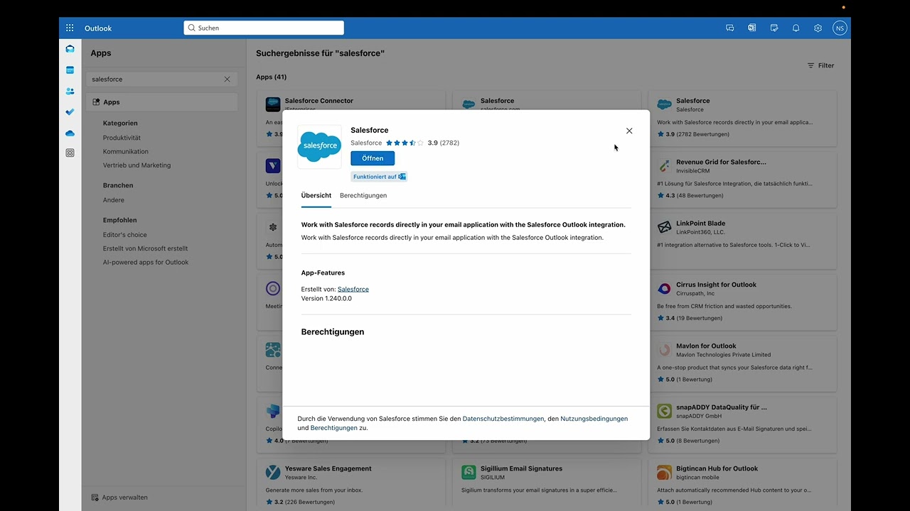 Outlook Integration installieren als User