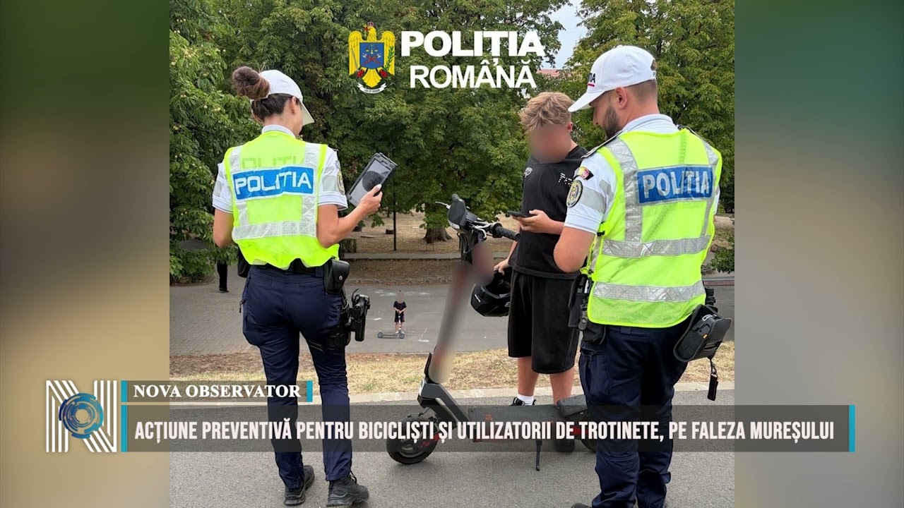 Acțiune preventivă pentru bicicliști și utilizatorii de trotinete, pe faleza Mureșului