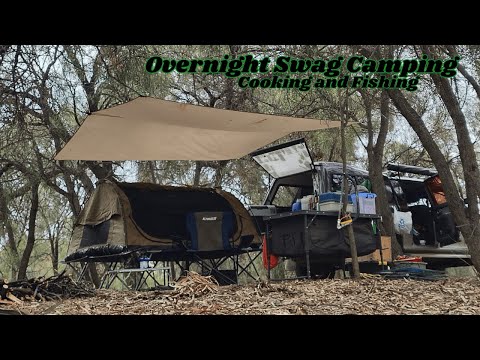 Overnight Solo Swag Camping with Fishing and Campfire Cooking