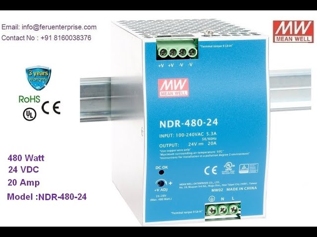 Mean Well Switch Mode Power Supply - NDR-480-24 Mean Well SMPS Power ...
