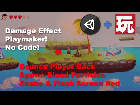 2D Platformer with Unity and Playmaker - Damage Effect / Bounce Player / Blood / Shake Screen