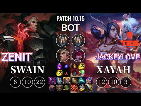 HLE Zenit Swain vs TES JackeyLove Xayah Bot - KR Patch 10.15