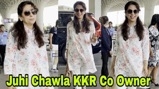 KKR Co Owner Juhi Chawla Going to Kolkata for cheering her Team at Eden Garden spotted at Airport