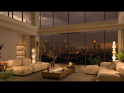 Chillout Atlanta City, Georgia Night Ambience 🏙 Smooth Piano Jazz Music For Study, Work & Good Mood