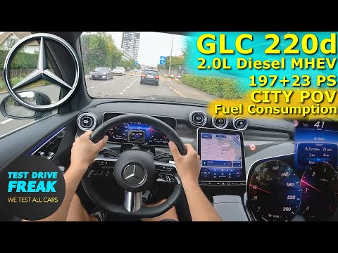 2023 Mercedes GLC 220d 4MATIC 197+23 PS CITY POV DRIVE with Fuel Consumption