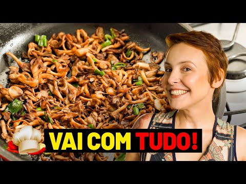 AULA 5: COGUMELOS NA MANTEIGA com shoyu e cebolinha em RECEITA FÁCIL e com técnicas de CHEF!