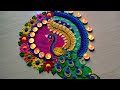 #1220 Peacock rangoli designs || satisfying video || Sand art