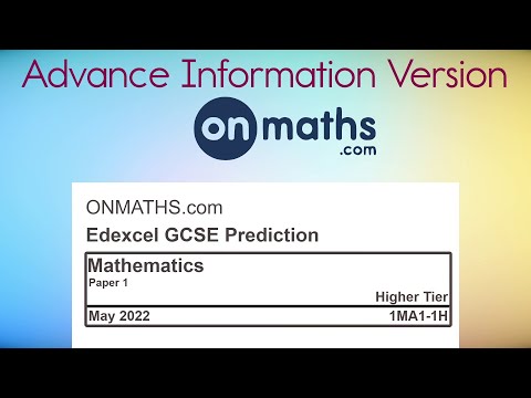 Advance Information May 2022 Predicted Maths GCSE Paper 1 Edexcel (Higher) Exam 1MA1-1H