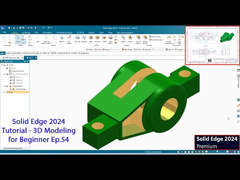 Solid Edge 2024 tutorial - 3D Modeling for Beginner Ep.54