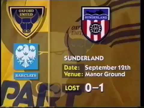 Oxford Utd vs Sunderland - 12 Sept 1992