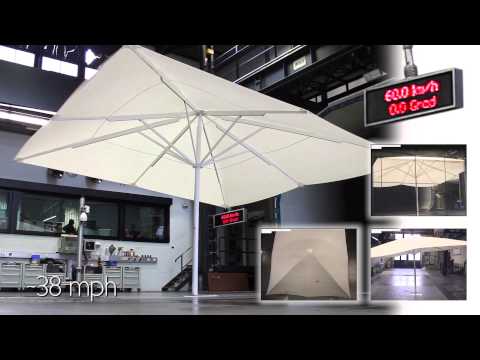 CARAVITA TestLab - Sonnenschirm Big Ben 2 5x5m im Windkanal | Sunshade Big Ben 2 5x5m in wind tunnel