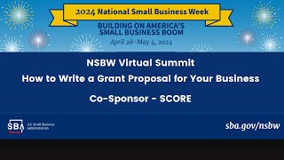 SBA: How to Write a Grant Proposal for Your Business | Co-Sponsor - SCORE | SHE BOSS TALK