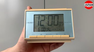 SEIKO SQ698L LCD alarm clock radio wave digital calendar temperature and humidity light blue pearl