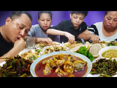 EATING CHICKEN WITH NORTH EAST VEGETABLES & KING CHILLI 🌶️ || FAMILY  MUKBANG