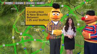 Bert and Ernie do KENS 5 traffic with Niku Kazori