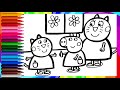 How To Draw Peppa Pig And Candy Cat And Mummy Cat For Kids Peppa Pig Friends Drawing