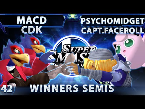 SSS 42  - MacD & CDK (Red) Vs. PsychoMidget & Capt. Faceroll (Blue) SSBM Winners Semis - Smash Melee
