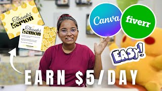 How to make money with Canva on Fiverr | Freelancing for Beginners | Live demo of Card designing  💻