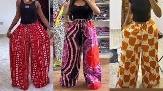 How to Cut and Sew Elastic Waist Baggy Trousers with Pockets/ Beginner friendly 
