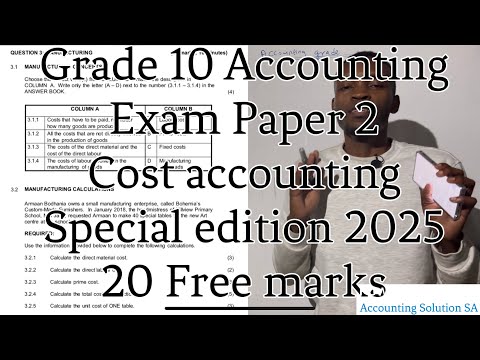 Grade 10 Accounting Term 4 | Final Exam Paper 2 Cost accounting 