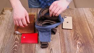 Компактна сумка через плече із щільного текстилю 21232 Vintage синя