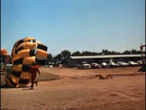 Parachutist breaks collar bone while landing (from The Gypsy Moths,1969 DVD)