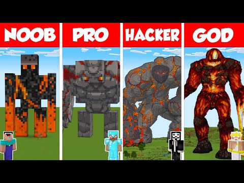 Minecraft TNT GOLEM HOUSE BUILD CHALLENGE - NOOB vs PRO vs HACKER vs GOD / Animation