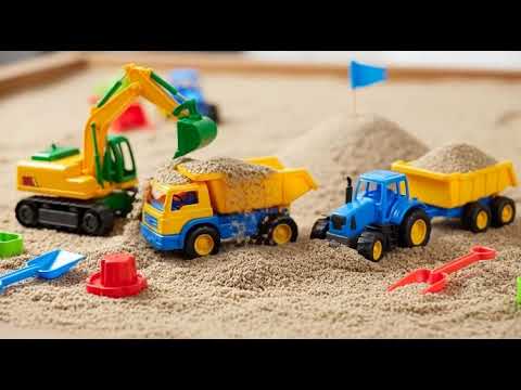 Compilation of Excavator, Dump Truck & Tractor Playing in the Sand – Toy Car Story