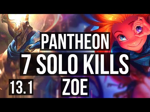PANTHEON vs ZOE (MID) | 7 solo kills, 14/2/6, 1000+ games, Legendary | KR Diamond | 13.1