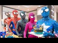 PRO 5 SPIDER-MAN Team || BLUE is New Color SuperHero ??? ( Comedy Action Real Life ) by Bunny Life