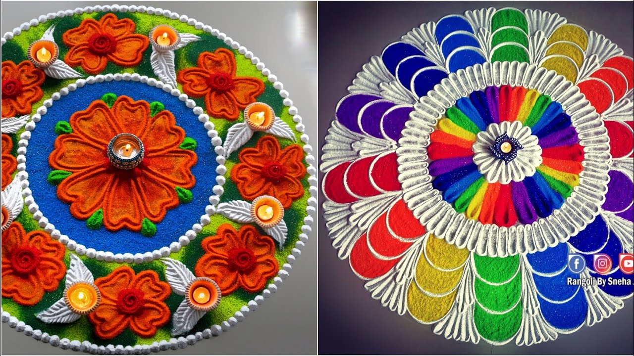 Multicolour Rangoli Unique Rainbow Multicolored Rangoli Designs - Rangoli Designs - Blouse ...