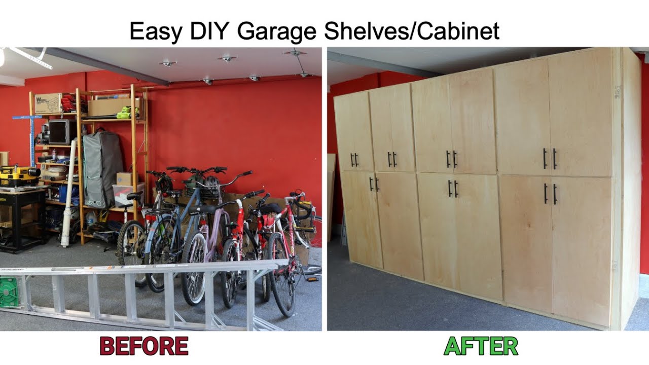 Watch video Easy DIY Garage shelving/Cabinet - #Garage Upgrade Now Easy DIY Garage shelving/Cabinet - #Garage Upgrade