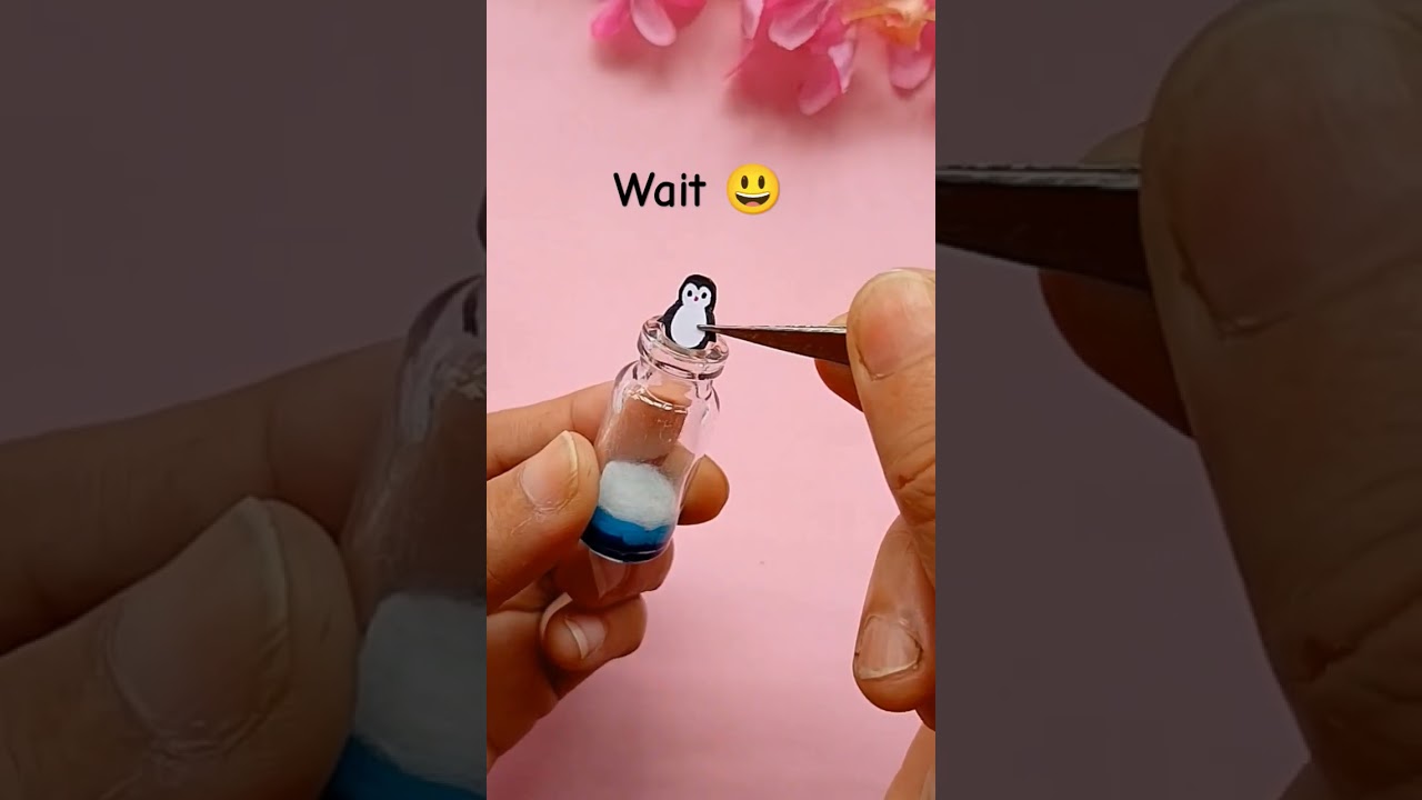 Penguin in the bottle😍 Mini bottle craft / Mini glass bottle art/ Glass decoration #shorts #craft
