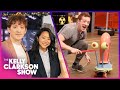 Ethan Slater Stephanie Hsu Have Spongebob Musical Reunion On Kelly Clarkson Show