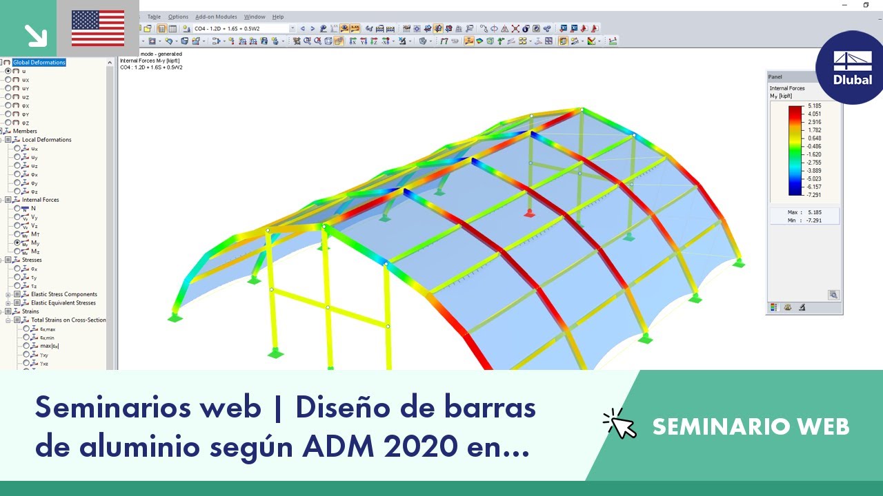 Seminario web | Diseño de barras de aluminio según ADM 2020 en RFEM