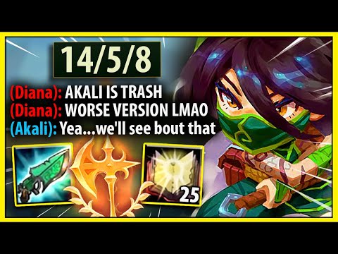 So I Went Mejais Full-AP Akali vs. Diana...And WRECKED HER Completely ;) - League of Legends